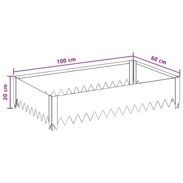 vidaXL Περίγραμμα γκαζόν 4 τμχ. 100 x 60 x 20 εκ. Ατσάλι Μαύρο