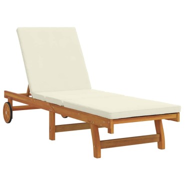 vidaXL Ξαπλώστρα Καφέ και Κρέμα 199x63x85cm Στερεό Ξύλο Ακακίας 1 τεμ.