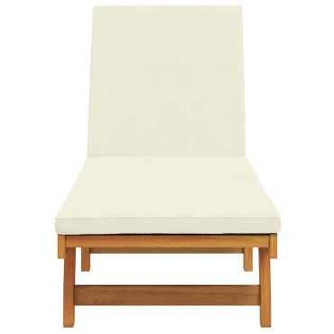 vidaXL Ξαπλώστρα Καφέ και Κρέμα 199x63x85cm Στερεό Ξύλο Ακακίας 1 τεμ.
