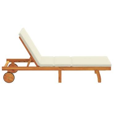 vidaXL Ξαπλώστρα Καφέ και Κρέμα 199x63x85cm Στερεό Ξύλο Ακακίας 1 τεμ.