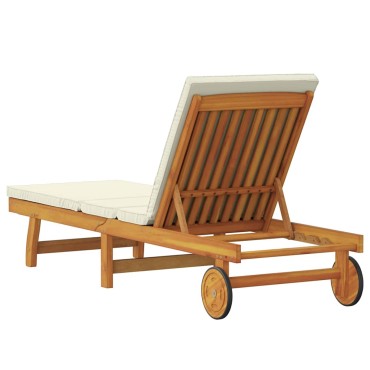 vidaXL Ξαπλώστρα Καφέ και Κρέμα 199x63x85cm Στερεό Ξύλο Ακακίας 1 τεμ.
