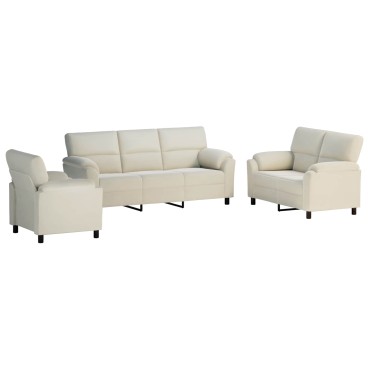 vidaXL Σετ Καναπέ 3 τεμ. Κρεμ Βελούδο 214x85x93cm  Τριθέσιος
