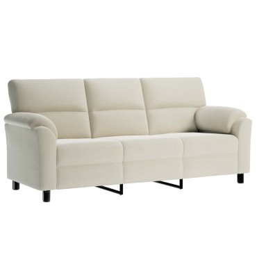 vidaXL Σετ Καναπέ 3 τεμ. Κρεμ Βελούδο 214x85x93cm  Τριθέσιος