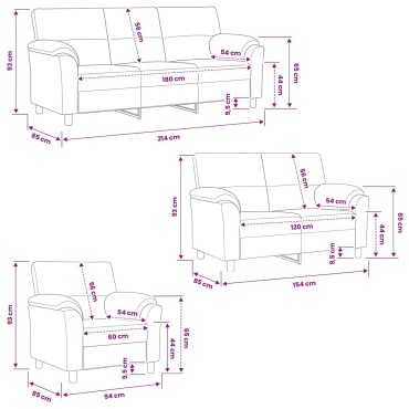 vidaXL Σετ Καναπέ 3 τεμ. Κρεμ Βελούδο 214x85x93cm  Τριθέσιος