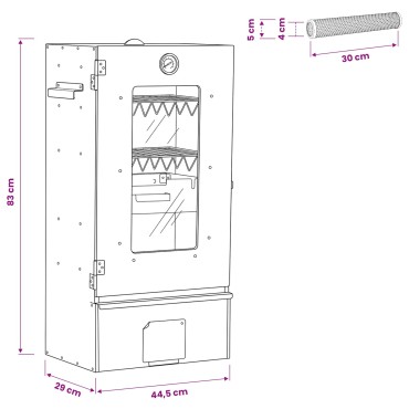 vidaXL Κρύα καπνιστήρι με σωλήνα καπνίσματος 44,5 x 29 x 83 cm Ασημί