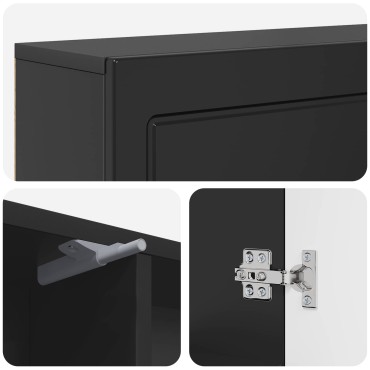 vidaXL Περίβλημα τζακιού Μαύρο 102 x 18 x 100,5 εκ Επεξεργασμένο Ξύλο