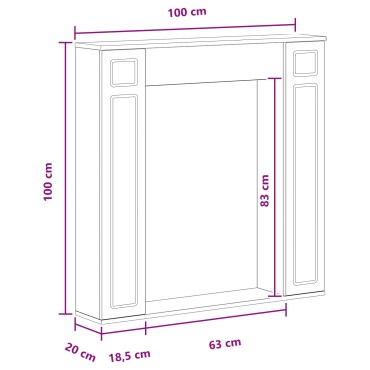 vidaXL Περίβλημα τζακιού Παλαιωμένο ξύλο 100 x 20 x 100 cm