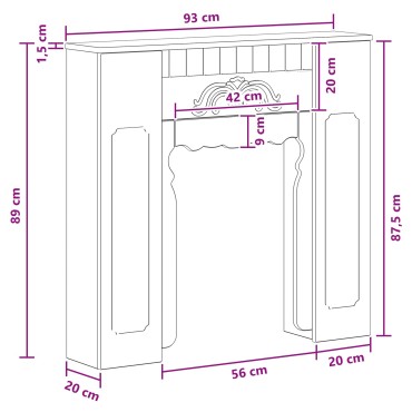 vidaXL Περίβλημα τζακιού Μαύρο 93 x 20 x 89 εκ Επεξεργασμένο Ξύλο