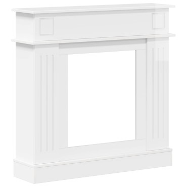 vidaXL Περίβλημα τζακιού Γυαλιστερό Λευκό 102 x 26 x 100 εκ
