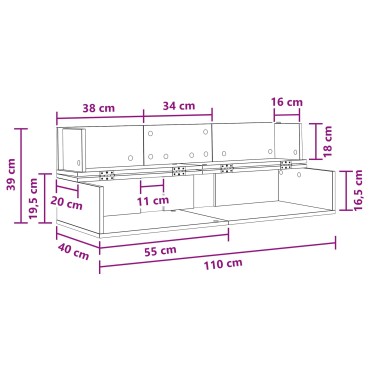 vidaXL Γραφείο Στούντιο Λευκό 110 x 40 x 19,5 εκ. Επεξεργασμένο Ξύλο