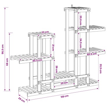 vidaXL Βάση φυτών Φυσικό 118 x 25 x 96,5 εκ. Στερεό Ξύλο Ακακίας