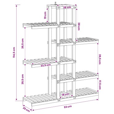vidaXL Βάση φυτών Φυσικό 93 x 25 x 114,5 εκ. Στερεό Ξύλο Ακακίας