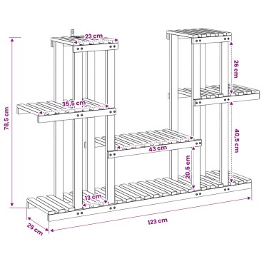 vidaXL Βάση φυτών Φυσικό 123 x 25 x 78,5 εκ. Στερεό Ξύλο Ακακίας