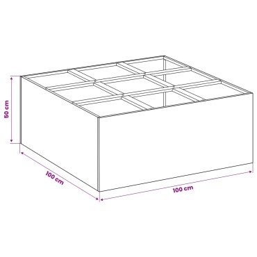 vidaXL Γλάστρα Κήπου Ασημί 100 x 100 x 50 cm Ανοξείδωτο Ατσάλι