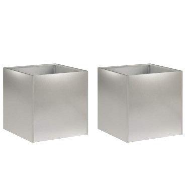 vidaXL Γλάστρα Κήπου 2 τμχ. Ασημί 35 x 35 x 35 cm Ανοξείδωτο Ατσάλι