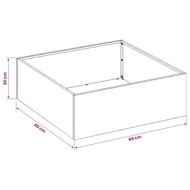 vidaXL Γλάστρα Κήπου Ασημί 60 x 60 x 20 εκ Ανοξείδωτο Ατσάλι