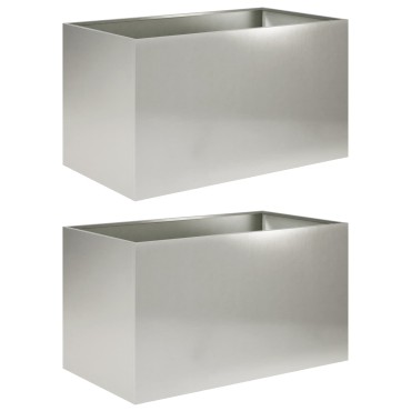 vidaXL Γλάστρα Κήπου 2 τμχ. Ασημί 100 x 50 x 50 cm Ανοξείδωτο Ατσάλι