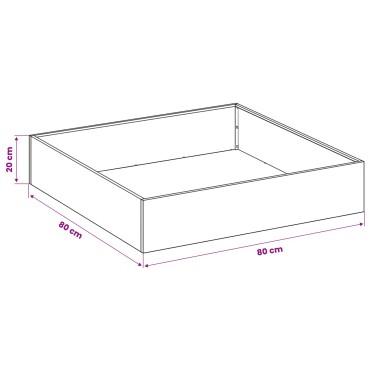 vidaXL Γλάστρα Κήπου Ασημί 80 x 80 x 20 cm Ανοξείδωτο Ατσάλι