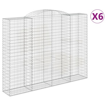 vidaXL Συρματοκιβώτια Τοξωτά 6 τεμ. 300x50x220/240 εκ. Γαλβαν. Ατσάλι