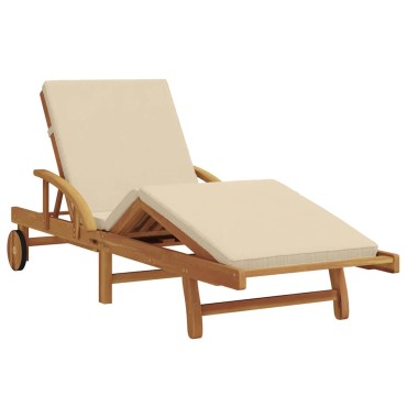 vidaXL Ξαπλώστρα Στερεό Ξύλο Ακακίας Μπεζ 200x67x84cm 1 τεμ.