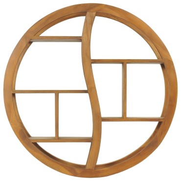 vidaXL Ραφιέρα Τοίχου Σχέδιο Γιν Γιανγκ 80x17,5x80cm Μασίφ Ξύλο Teak 1 τεμ.