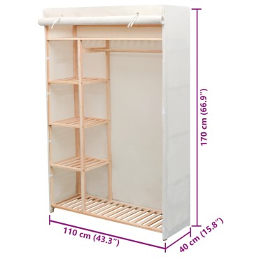vidaXL Ντουλάπα 110x40x170cm από Ύφασμα και Ξύλο Πεύκου 1 τεμ.