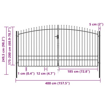 vidaXL Πόρτα με Διπλή Πόρτα Woerden με Κορυφή Λόγχης 400x249,5 εκ.