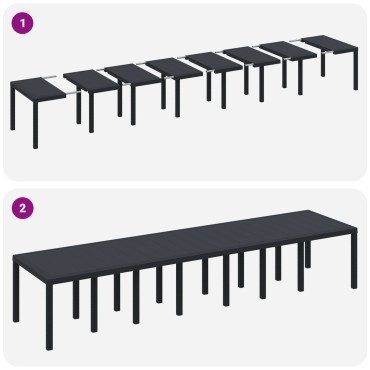 vidaXL Τραπέζι Κήπου Ανθρακί 400x100x73cm συνθετικό ρατάν 1 τεμ.