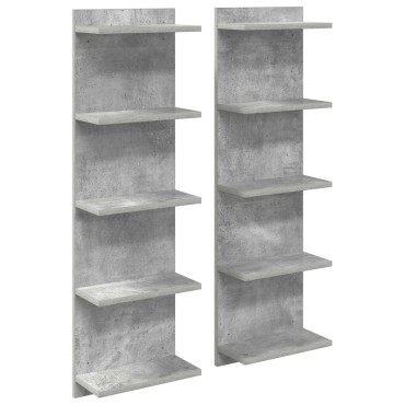 vidaXL Ράφι Τοίχου 2 τεμ. Γκρι Σκυροδέματος 30x15x100 εκ