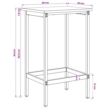 vidaXL Μπαρ σκαμπό Καπνισμένο Ξύλο Δρυός 40x32x64 εκ