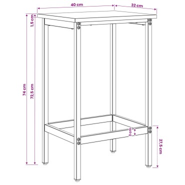 vidaXL Μπαρ σκαμπό Μαύρη Δρυς 40x32x74cm Επεξεργασμένο Ξύλο
