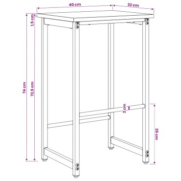 vidaXL Μπαρ σκαμπό Παλαιωμένο ξύλο 40x32x74cm Επεξεργασμένο Ξύλο