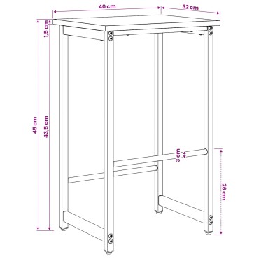 vidaXL Μπαρ σκαμπό Γκρι Sonoma 40x32x64cm Επεξεργασμένο Ξύλο