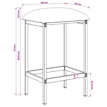 vidaXL Μπαρ σκαμπό Μαύρο 40x32x74cm Επεξεργασμένο Ξύλο
