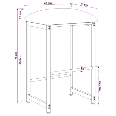 vidaXL Μπαρ σκαμπό Taupe 40x32x74cm Επεξεργασμένο Ξύλο