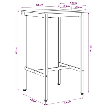 vidaXL Τραπέζι μπαρ 52x52x110cm Επεξεργασμένο Ξύλο Artisan Δρυς 1 τεμ.