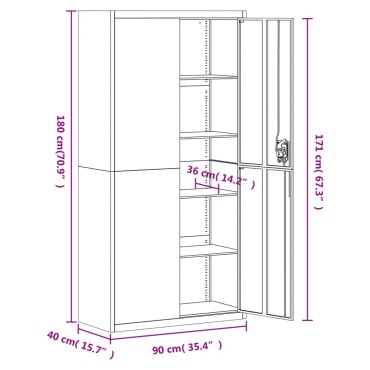 vidaXL Αρχειοθήκη Λευκή 90x40x180cm Ατσάλινη 1 τεμ.