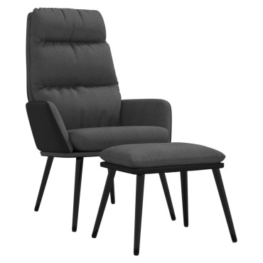vidaXL Πολυθρόνα Relax Σκούρο Γκρι Ύφασμα & Συνθετικό Δέρμα με Σκαμπό 70x77x98cm 1 τεμ.