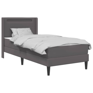 vidaXL Σκελετός κρεβατιού με στρώμα Γκρι 80 x 200 cm Τεχνητό Δέρμα