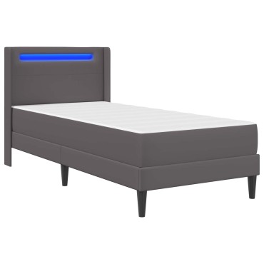 vidaXL Σκελετός κρεβατιού με στρώμα Γκρι 80 x 200 cm Τεχνητό Δέρμα