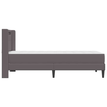 vidaXL Σκελετός κρεβατιού με στρώμα Γκρι 80 x 200 cm Τεχνητό Δέρμα