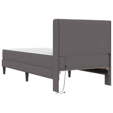 vidaXL Σκελετός κρεβατιού με στρώμα Γκρι 80 x 200 cm Τεχνητό Δέρμα