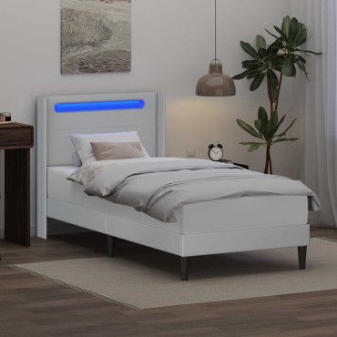 vidaXL Σκελετός κρεβατιού με στρώμα Λευκό 80 x 200 cm Τεχνητό Δέρμα
