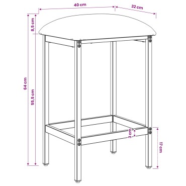 vidaXL Μπαρ σκαμπό 2 τεμ. Μπλε 40x32x64cm Επεξεργασμένο Ξύλο