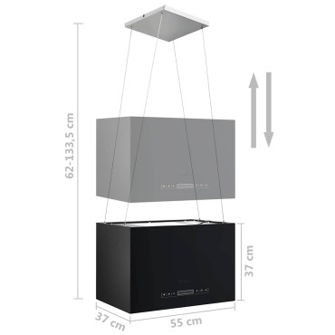 vidaXL Απορροφητήρας Νησίδα Κρεμαστός Αφής με LCD Ατσάλινος 55x37x(62-133,5)cm