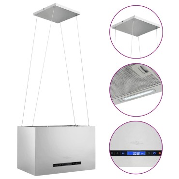 vidaXL Απορροφητήρας Νησίδα Κρεμαστός Αφής με LCD Ανοξ. Ατσάλι 55x37x(62-133,5)cm