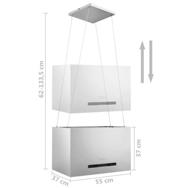 vidaXL Απορροφητήρας Νησίδα Κρεμαστός Αφής με LCD Ανοξ. Ατσάλι 55x37x(62-133,5)cm