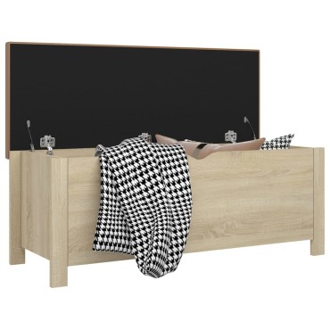 vidaXL Κουτί Αποθήκευσης Sonoma Δρυς 105x40x45cm Επεξ. Ξύλο+ Μαξιλάρι 1 τεμ.