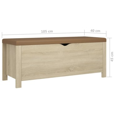 vidaXL Κουτί Αποθήκευσης Sonoma Δρυς 105x40x45cm Επεξ. Ξύλο+ Μαξιλάρι 1 τεμ.