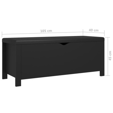 vidaXL Κουτί Αποθήκευσης Μαύρο 105x40x45cm Επεξ. Ξύλο με Μαξιλάρι 1 τεμ.